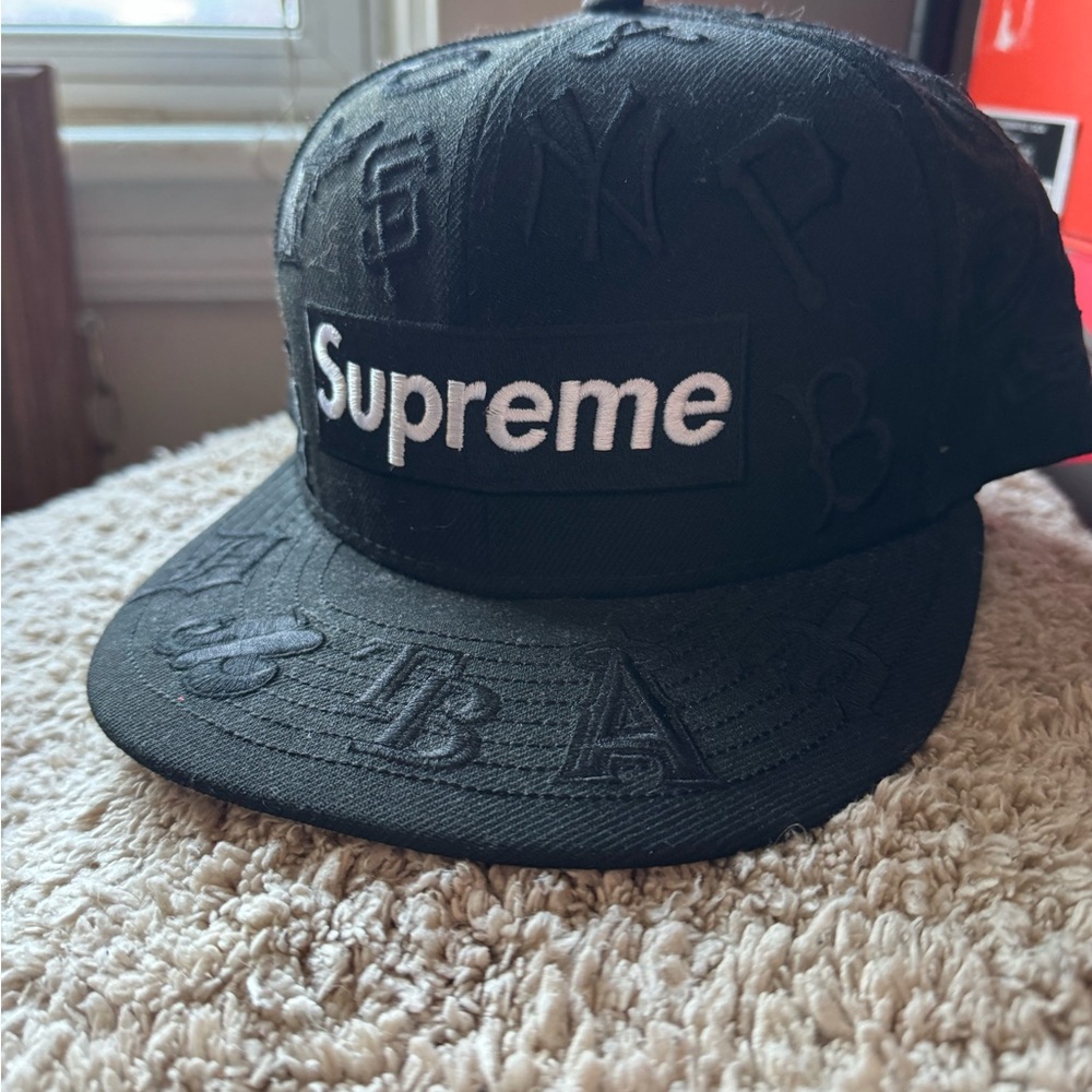 Supreme x New Era MLB all over team logo Black Embroidered Hat